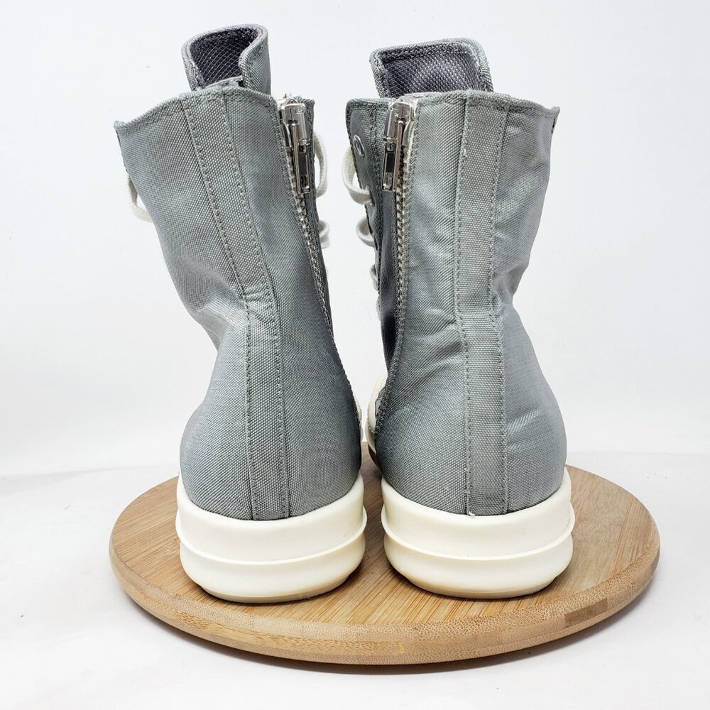 Rick Owens Gray High-Top Canvas Sneakers with White Soles - Picture 6 of 11